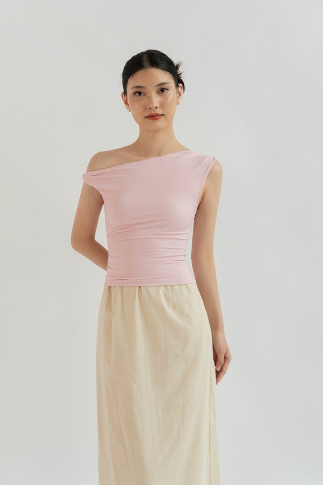 EVE TWIST SHOULDER TOP PINK