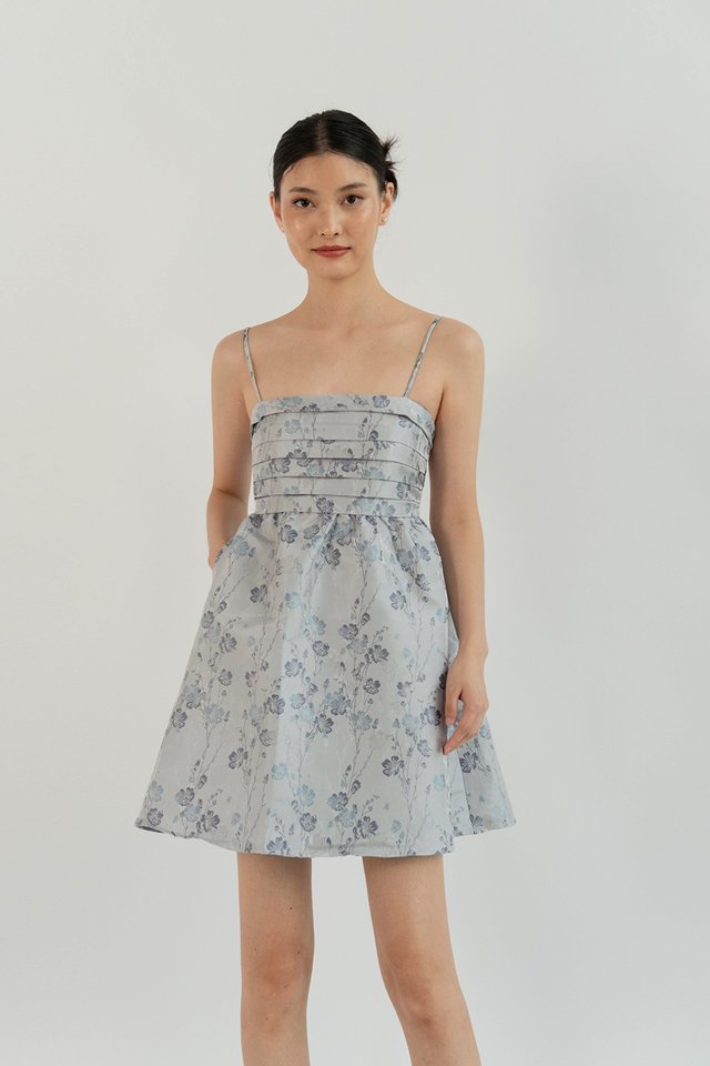 KAI PLEAT MINI DRESS BLUE