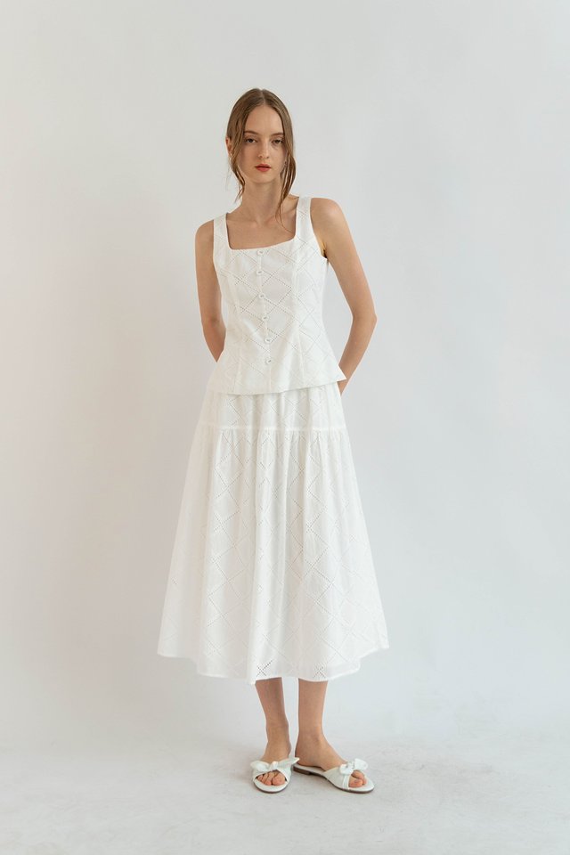 ROSA PANEL SKIRT WHITE EYELET
