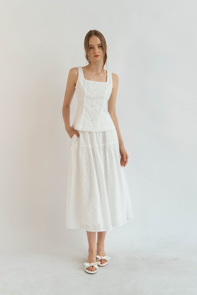 ROSA PANEL SKIRT WHITE EYELET