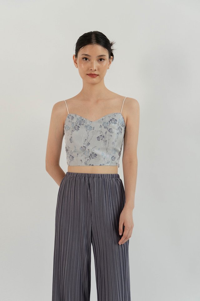 YUE FLORAL BUSTIER BLUE