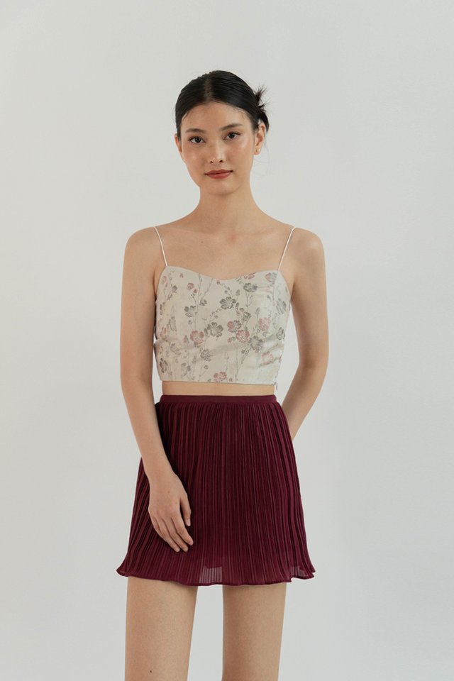 YUE FLORAL BUSTIER RED