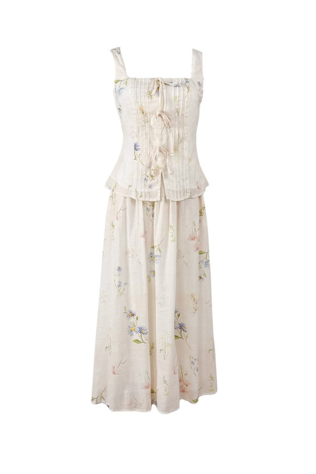 ZINNIA FLORAL TIE VEST TOP CREAM