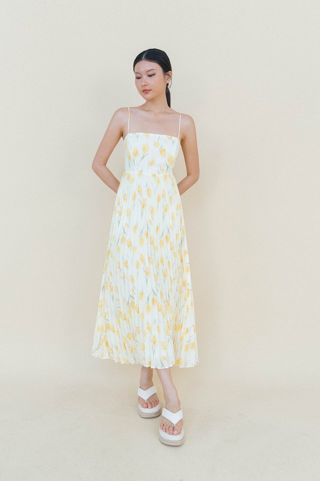 AMELIA PLEATED BOTTOM DRESS YELLOW
