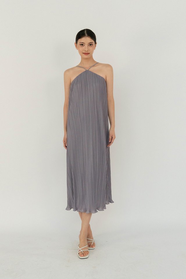 ANASTASIA PLEATED DRESS LILAC GREY