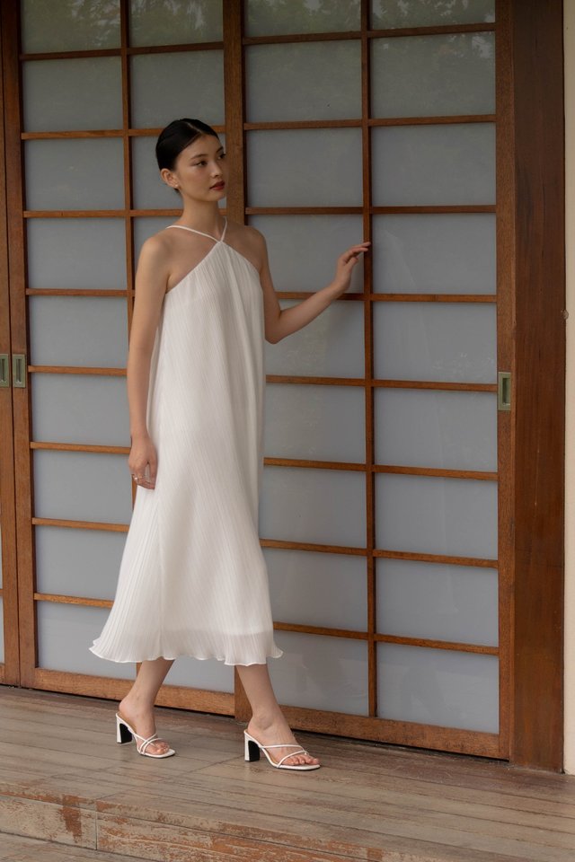 ANASTASIA PLEATED DRESS WHITE