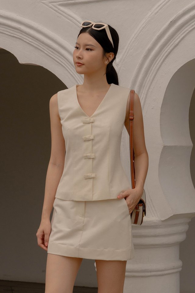 APRIL RIBBON VEST TOP IVORY