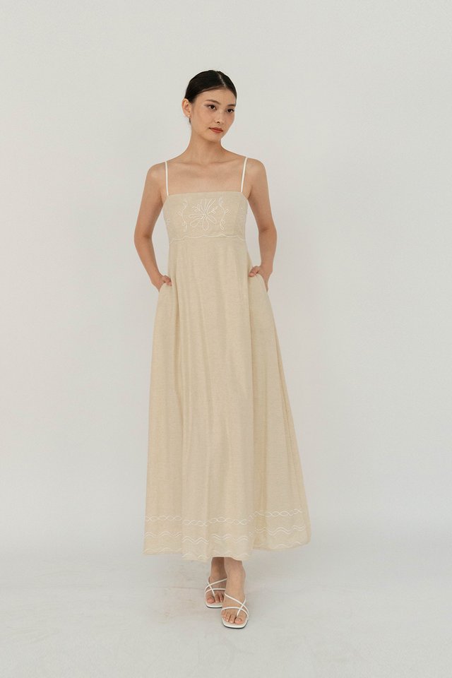 ASHLYN EMBROIDERY DRESS SAND