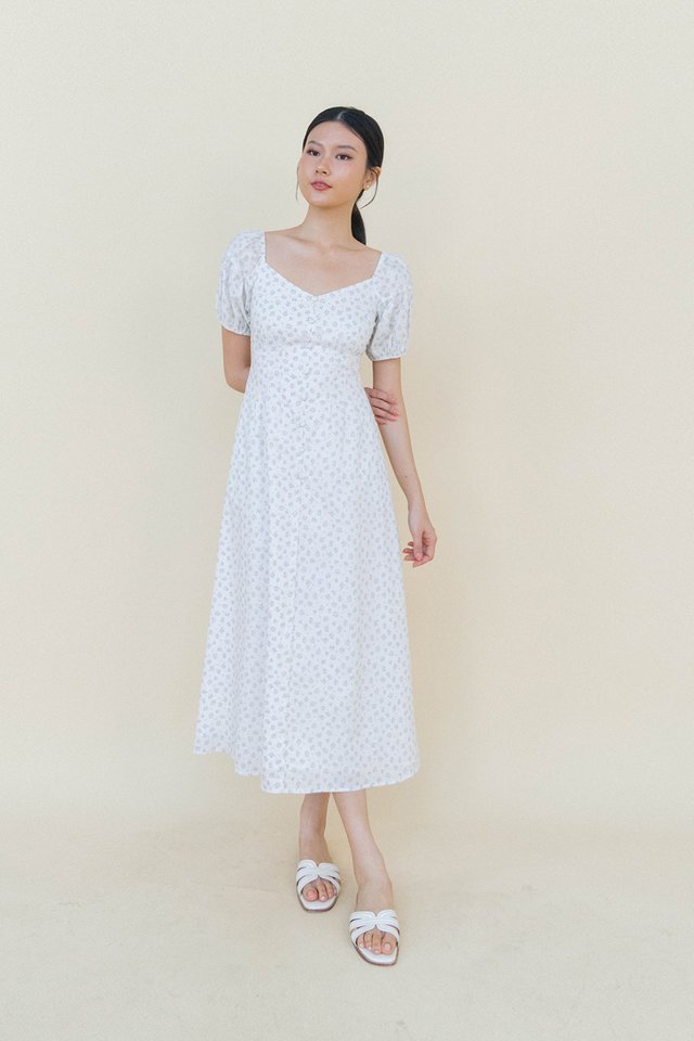 CATHERINE SWEETHEART FLORAL DRESS BLUE