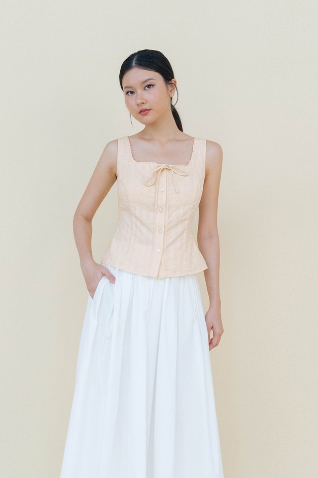 HELENA COTTAGECORE PADDED TOP PEACH