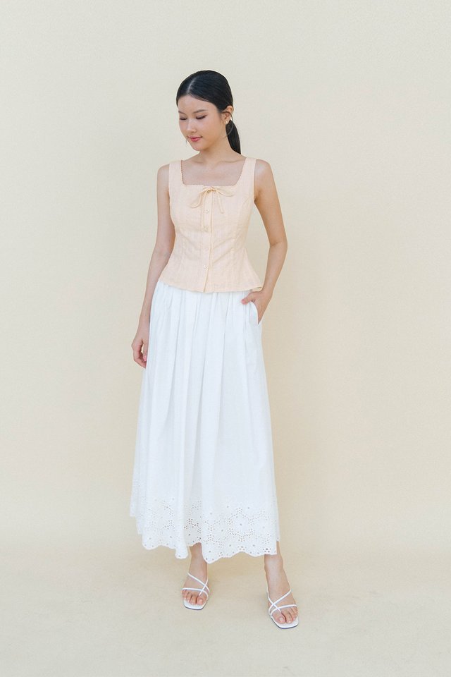 HELENA COTTAGECORE PADDED TOP PEACH