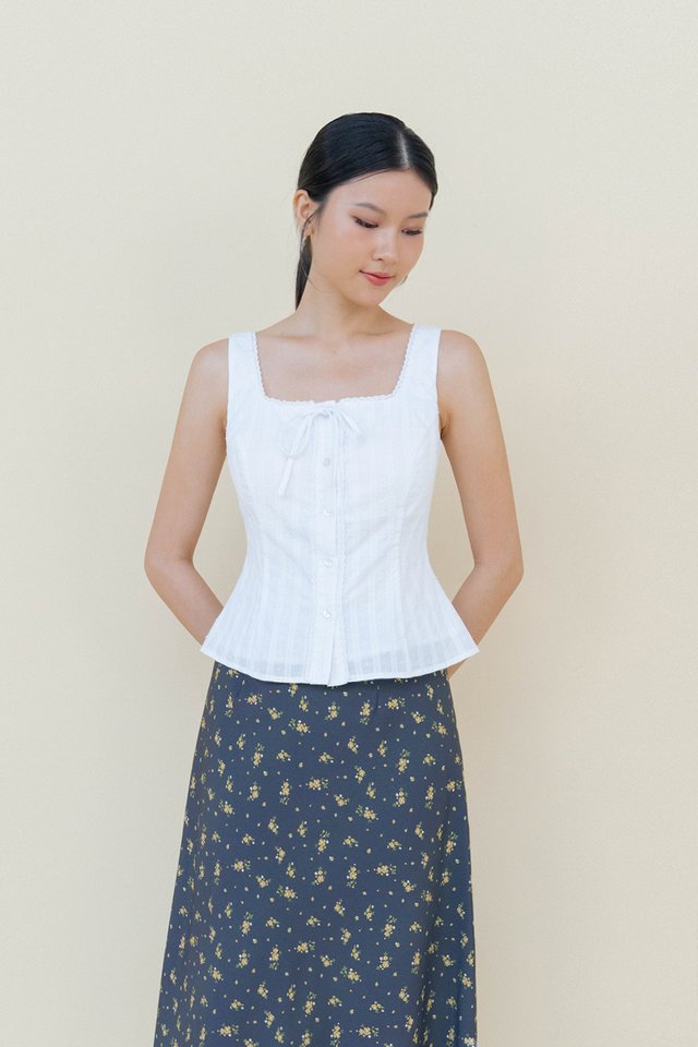 HELENA COTTAGECORE PADDED TOP WHITE