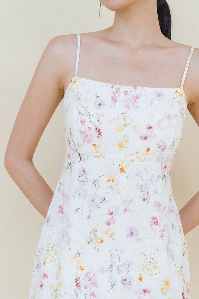 JASLEEN TIE BACK PADDED DRESS FLORAL