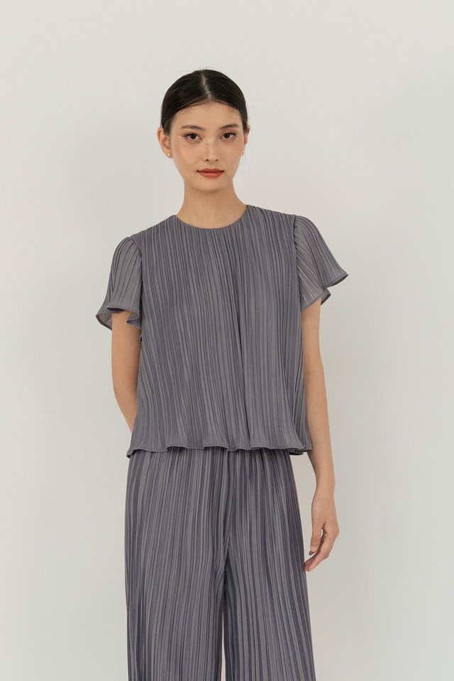 JASMINE PLEATED TOP GRAPHITE
