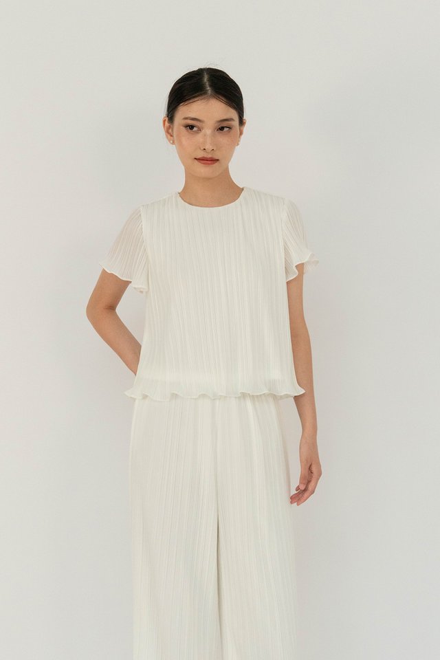 JASMINE PLEATED TOP WHITE