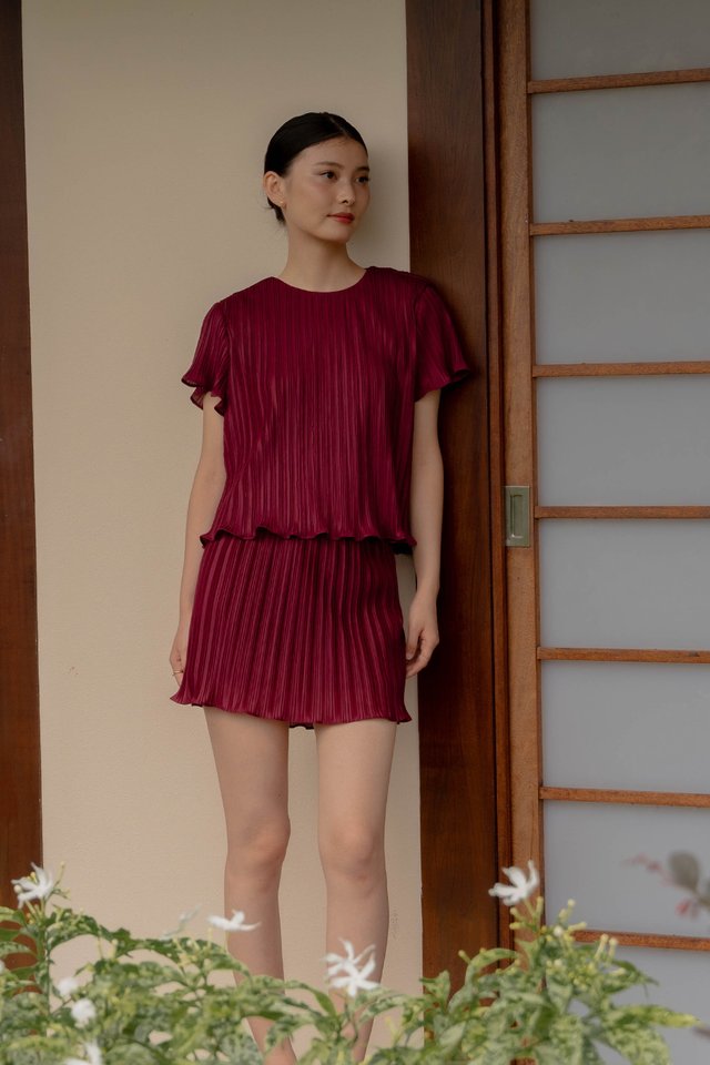JASMINE PLEATED TOP WINE