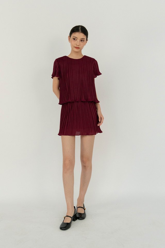 JULIA PLEATED SKORTS WINE