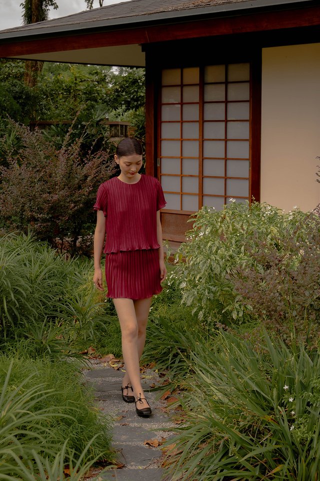 JULIA PLEATED SKORTS WINE