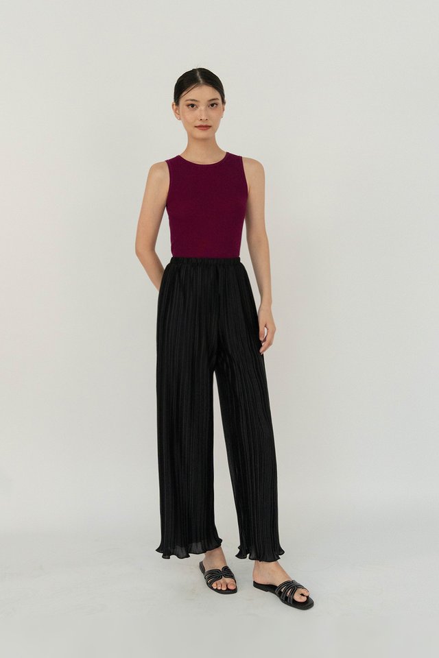 KAYE PLEATED PANTS (PETITE) BLACK