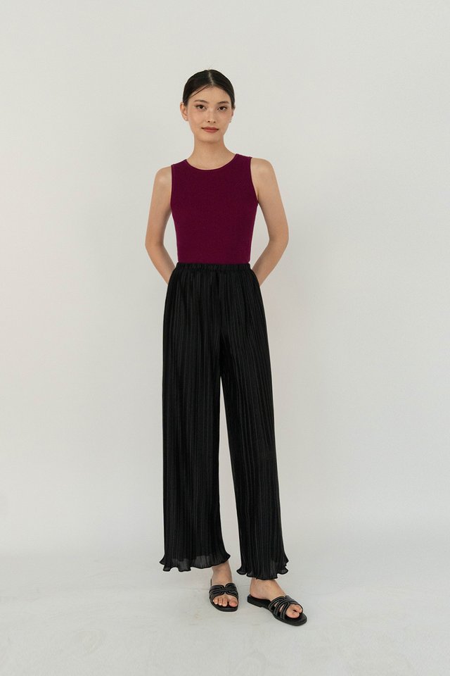 KAYE PLEATED PANTS (PETITE) BLACK
