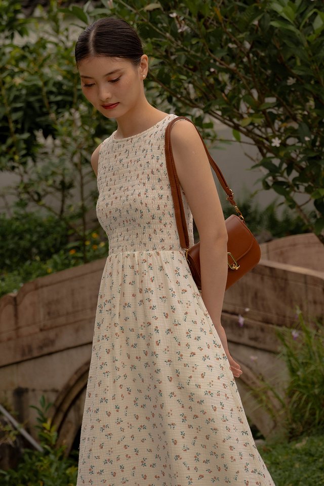 LYNN MUSLIN COTTON FLORAL DRESS RED