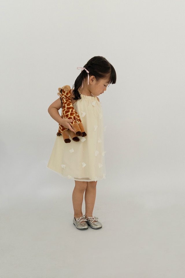 LYRA RUFFLE TENT MINI GIRL DRESS CREAM