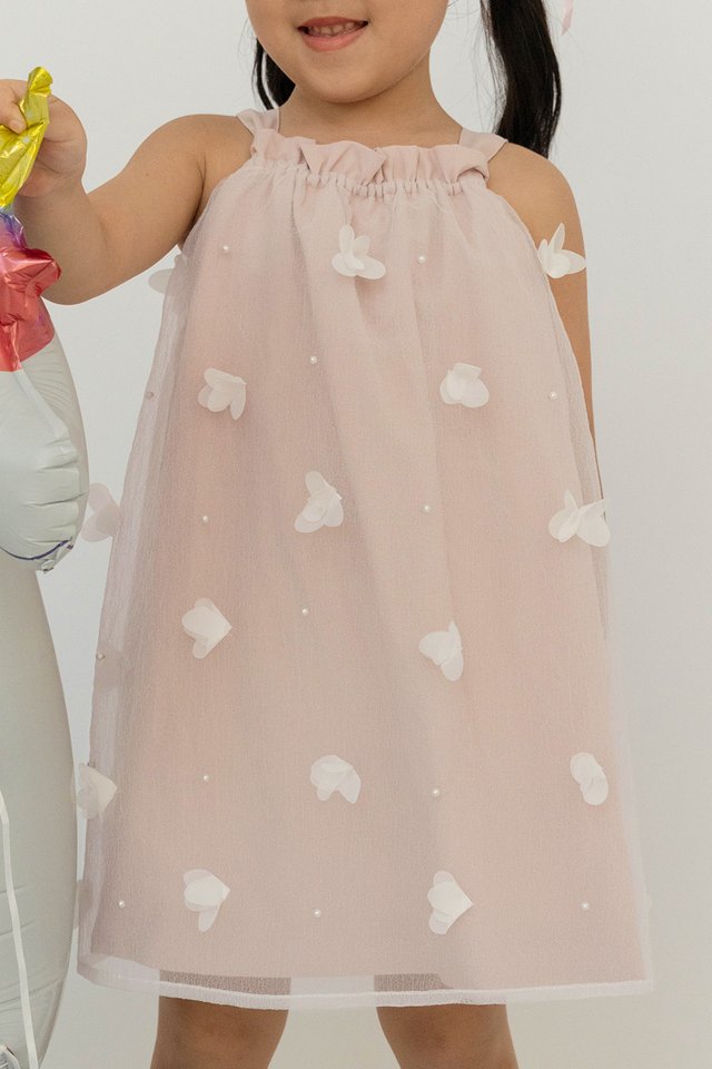 LYRA RUFFLE TENT MINI GIRL DRESS PINK