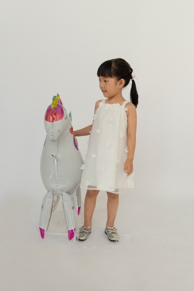 LYRA RUFFLE TENT MINI GIRL DRESS WHITE