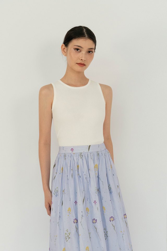 MICKEY RIBBED KNIT TANK TOP WHITE