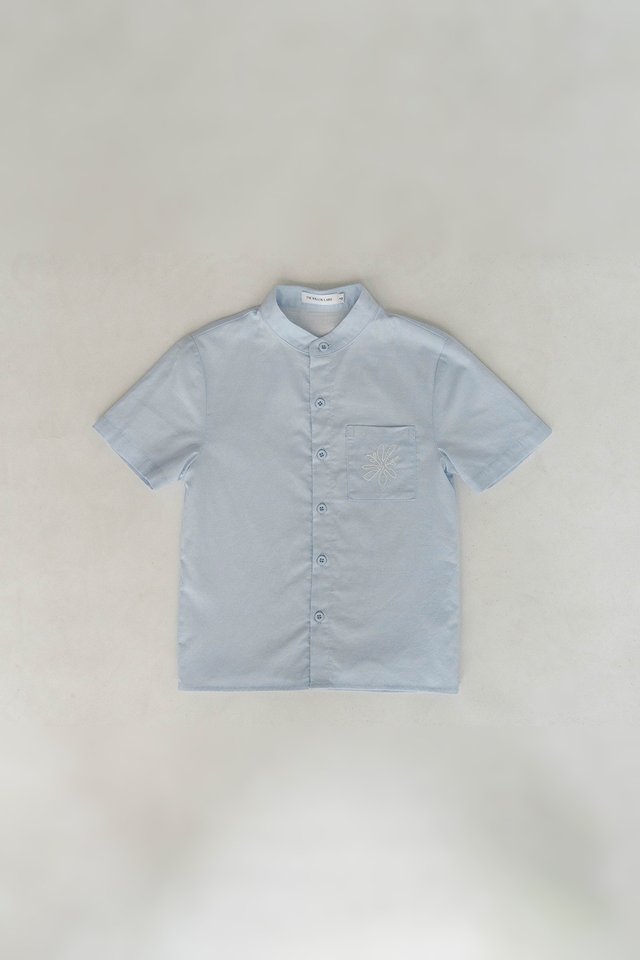 NAT EMBROIDERY MINI BOY SHIRT BLUE
