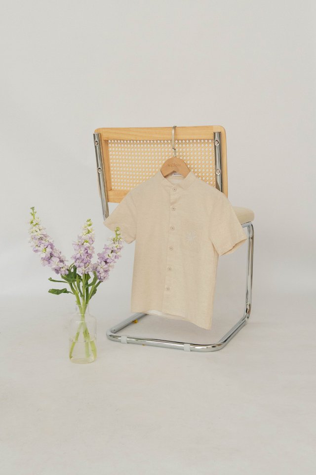 NAT EMBROIDERY MINI BOY SHIRT SAND