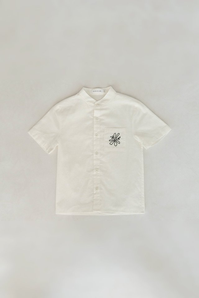 NAT EMBROIDERY MINI BOY SHIRT WHITE