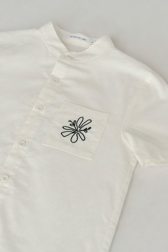 NAT EMBROIDERY MINI BOY SHIRT WHITE