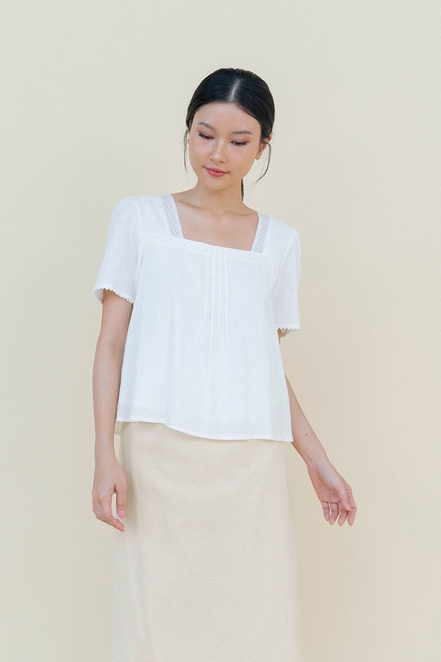(PREORDER) PENNY LINEN BLOUSON TOP WHITE