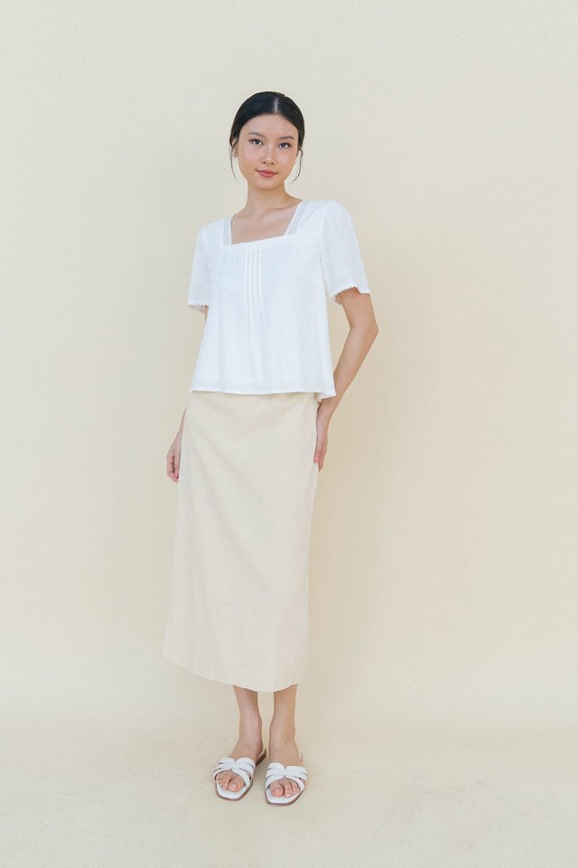 (PREORDER) PENNY LINEN BLOUSON TOP WHITE