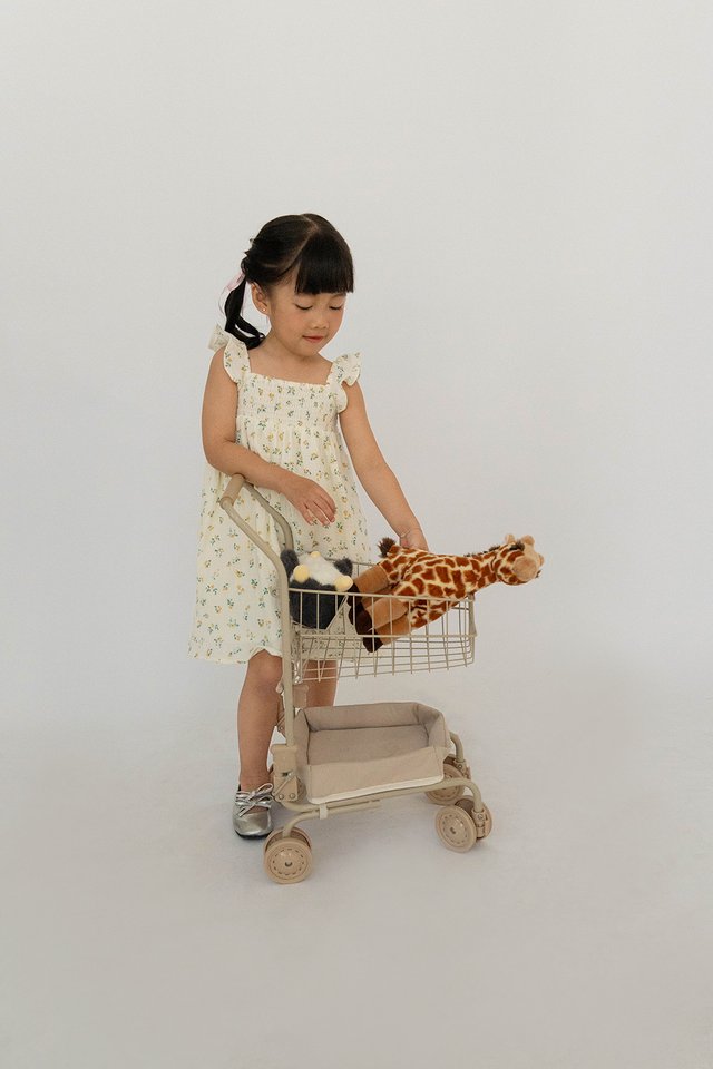 PETRINA MUSLIN COTTON FLORAL MINI GIRL DRESS YELLOW