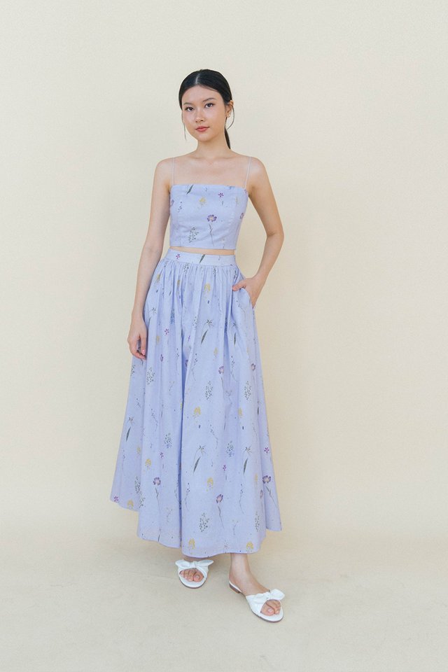 RHEA FLORAL SKIRT BLUEBELL