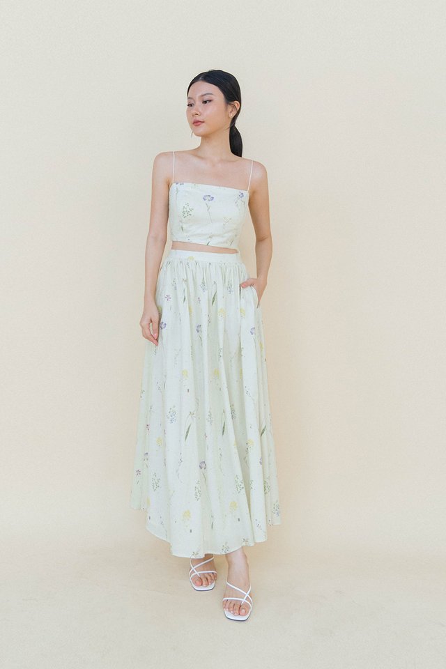 RHEA FLORAL SKIRT SAGE