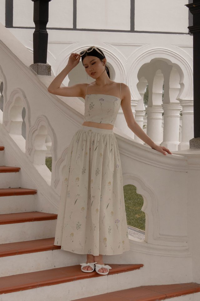 RHEA FLORAL SKIRT SAGE