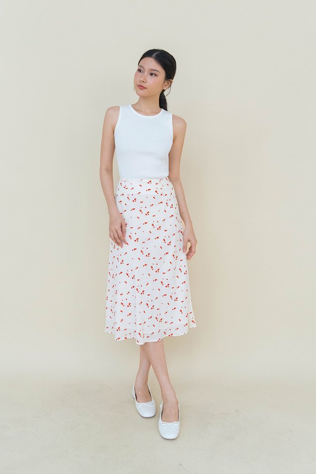 ROMI SOFT SLIP SKIRT CREAM FLORAL