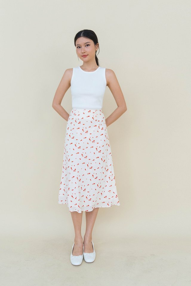 ROMI SOFT SLIP SKIRT CREAM FLORAL