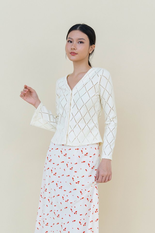 SARA TEXTURED CARDIGAN TOP CREAM