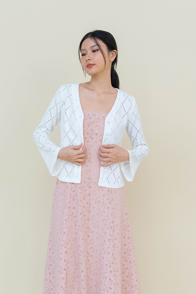 SARA TEXTURED CARDIGAN TOP WHITE