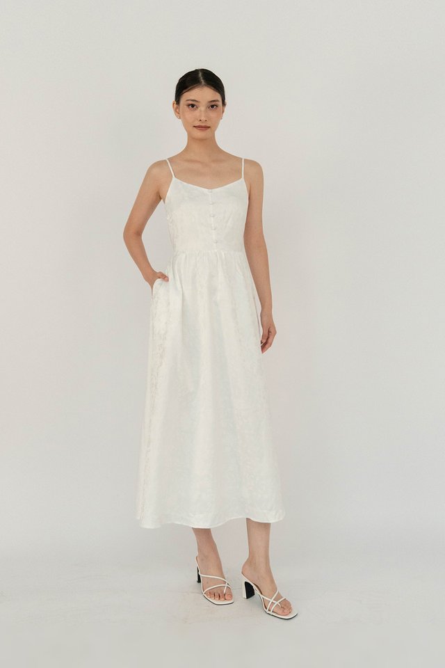 WEN FLORAL BROCADE DRESS PEARL