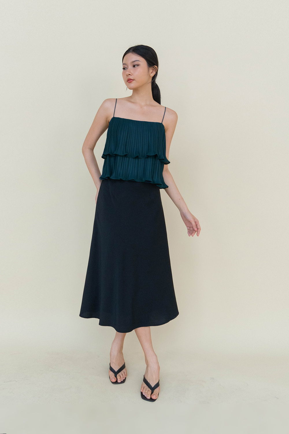 ROMI SOFT SLIP SKIRT BLACK | The Willow Label