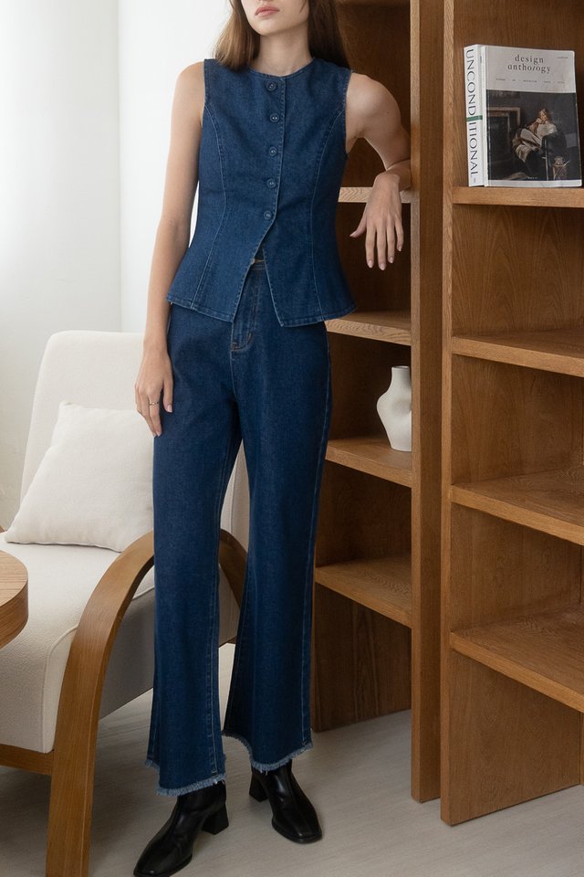 MASON WIDE LEG DENIM JEANS (PETITE) OPEN BLUE