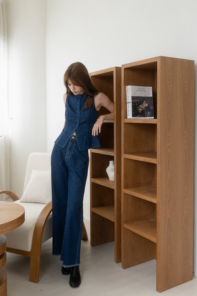 MASON WIDE LEG DENIM JEANS (REGULAR) OPEN BLUE