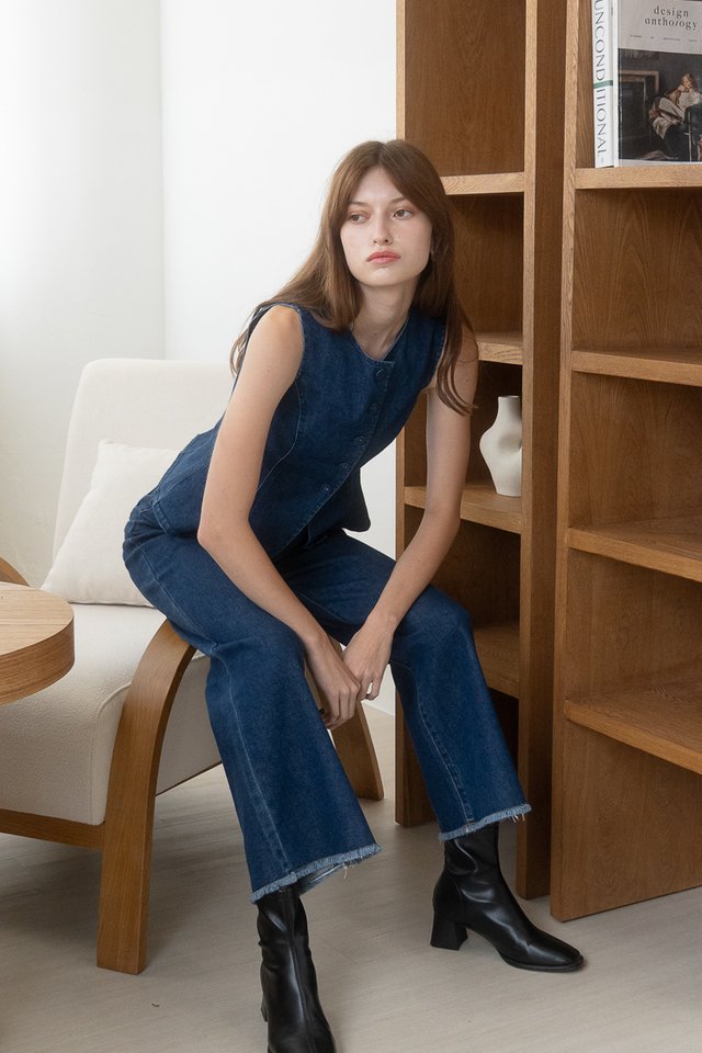 MASON WIDE LEG DENIM JEANS (REGULAR) OPEN BLUE