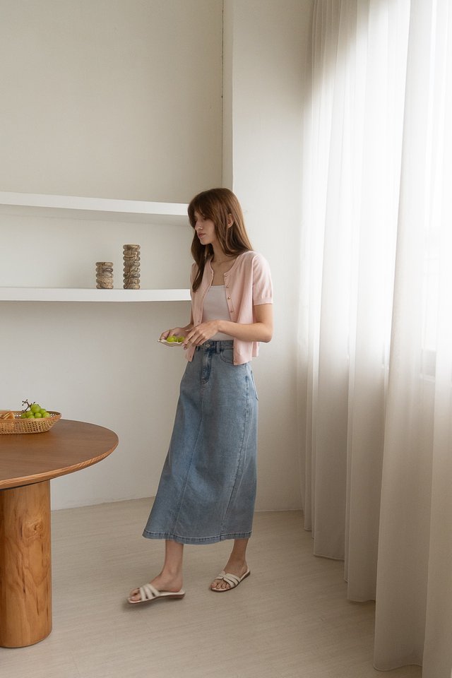 NOLAN SHORT SLEEVE KNIT TOP SWEETPEA PINK