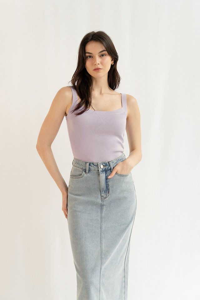 AMANDA KNIT CAMISOLE (PADDED) TOP LILAC